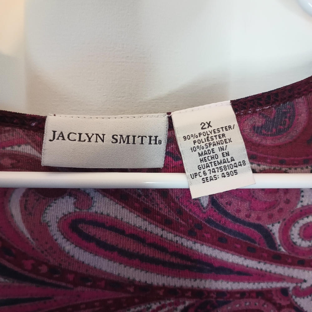 Jaclyn Smith Women's Whimsigoth Slinky Babydoll Top 2X Purple Paisley Stretch - Picture 5 of 7